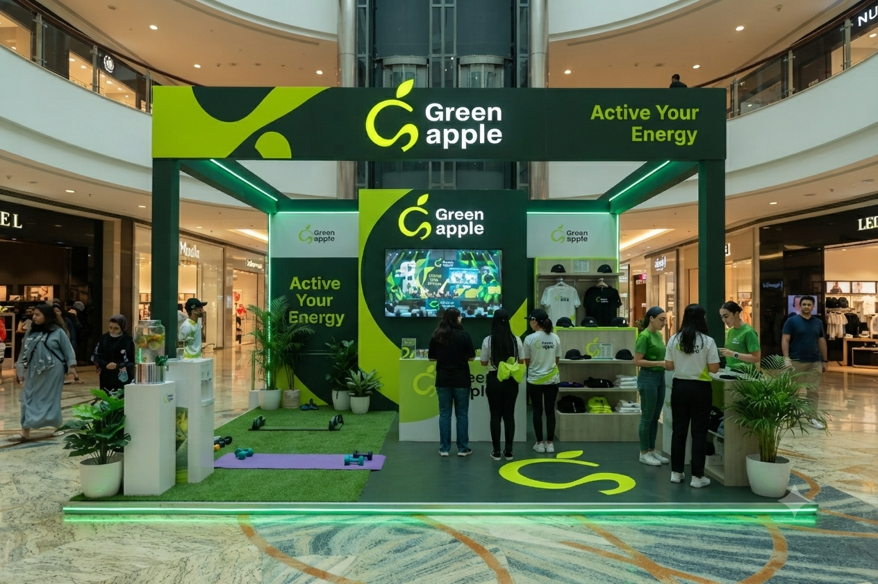 Fully equipped Green Apple exhibition stand